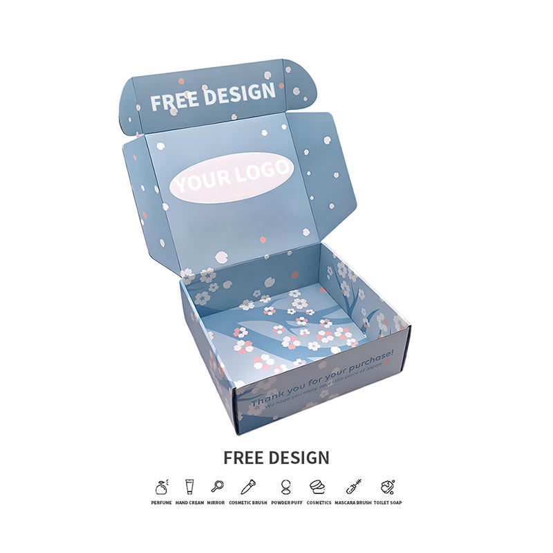 Pudełka kosmetyczne z tektury falistej z niebieskim tłem